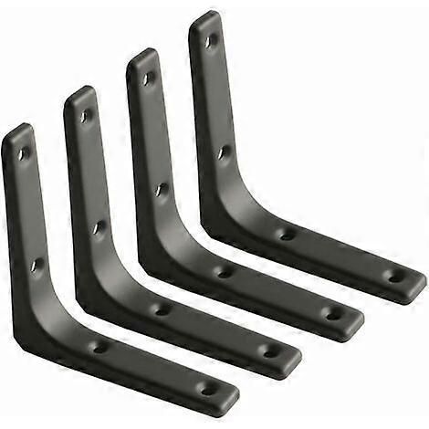 Support mural pour étagère, support en métal noir mat, support d'étagère en métal pour la décoration de cuisine, support robuste, 100 mm x 100 mm, lot de 4 (1/5)