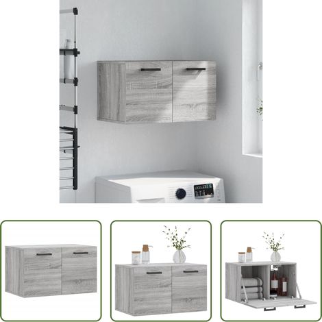 vidaXL Wandmontage - Wandschrank Grau Sonoma 60x36,5x35 cm Holzwerkstoff (1/5)
