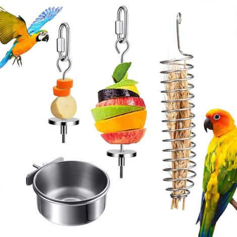 Support pour mangeoires d'oiseaux suspendu en acier inoxydable, gamelle à friandises, panier à nourriture (1/4)