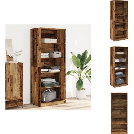 Garde-robe vieux bois 80x50x200 cm bois d'ingénierie - Armoire - Placard - Dressing - Meuble Rangement - Mobilier Chambre (1/5)