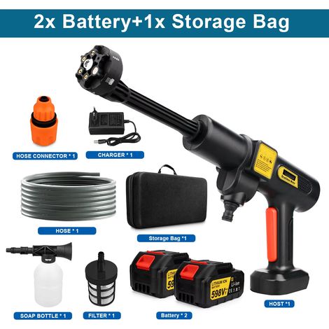 Nettoyeur haute pression 200 bars – 6 fonctions – Sans balais – Compatible Makita 18V – 2 batteries fournies (1/5)