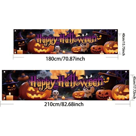 Bannière d'Halloween citrouille, décoration effrayante, ambiance festive - 40 x 180 cm - Style 3