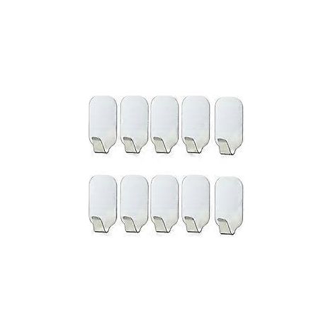 Crochets auto-adhésifs, lot de 20, crochets muraux/de porte en acier inoxydable pour salle de bain/cuisine, pour suspendre serviettes, chiffons et clés - étanches, sans clous (1/4)