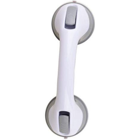 Poignée de Douche à Ventouse 29cm, Barre d'Appui Sécurité Antidérapant pour Salle de Bain, Plastique Gris et Blanc (1/4)