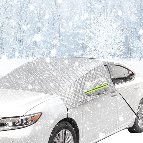 Couverture Pare Brise Voiture Hiver, Bâche Pare Brise Anti Givre avec Coques de Rétroviseurs et Bandes Réfléchissantes pour Voitures SUV (1/4)