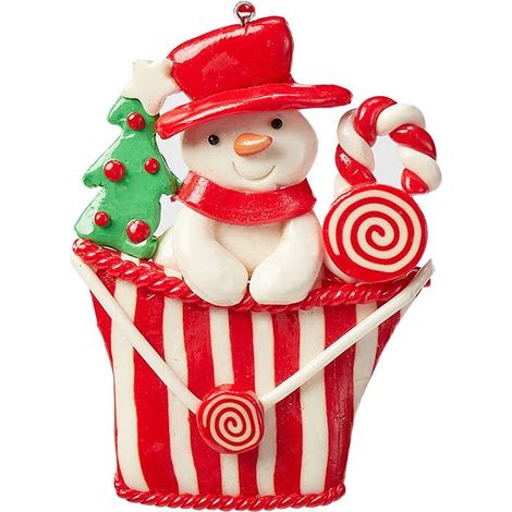Weihnachtsschmuck aus Polymerclay – Christbaumschmuck – Mini-Ornamente im Bonbon-Stil – Weihnachtsgeschenke (Schneemann – Verpackung im Glas) (1/4)
