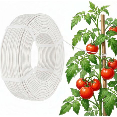 Fil Acier Plastifie Ø2.0mm x 25m x 2pcs Fil d'attache Rouleau de Fil Métallique Enduit de PVC Fil de Fer avec Gaine en Plastique Blanc pour Les Plantes (1/5)