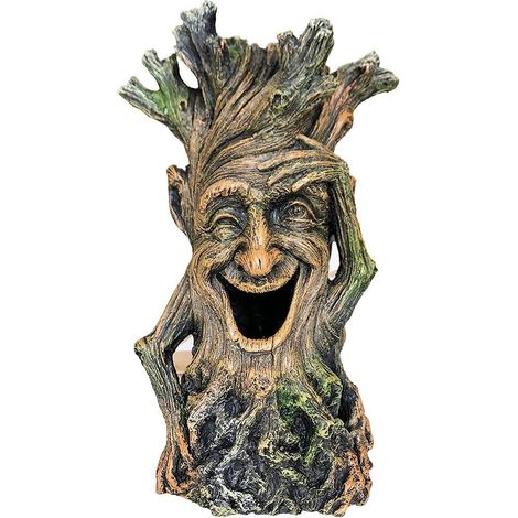 Statue de poisson réaliste en bois pour aquarium, pouvant nager à travers le trou du tronc (1/5)