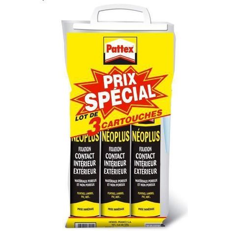 Pattex – Colle contact néoprène 3 cartouches 345gr – Pour collage intérieur bois, caoutchouc, PVC rigide – Résistance à l'humidité (1/3)