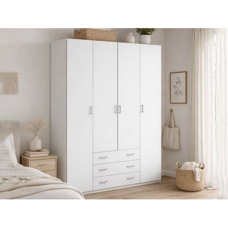Ropero Grande Amoruccio, Armario Habitación Perchero, 49.5x200.4h cm Blanco