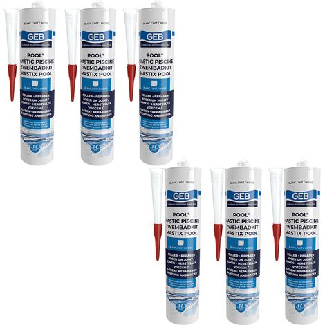 Lot de 6 Mastic piscine POOL qualité professionnelle BLANC 290 ml - GEB (1/2)