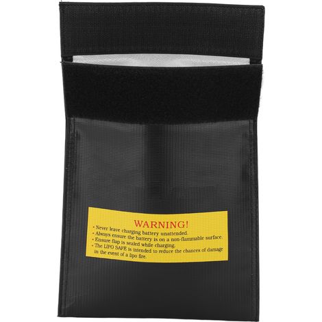 Sac de protection ignifuge pour batterie Lipo 18x23cm, anti-explosion et sûr pour le stockage et la charge - Noir (1/5)