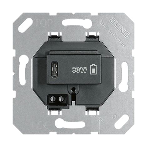 Jung Cargador USB PD, 1 x tipo C, negro USB PD60 C SW