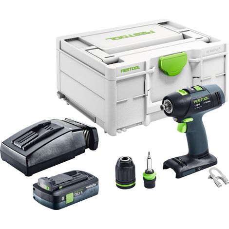 Perceuse-visseuse sans fil Festool T 18+3 Basic 18 V 50 Nm Brushless + 1 batterie 4,0 Ah + chargeur + Systainer