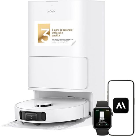 Dreame MOVA E30 Ultra – Robot aspirapolvere lavapavimenti 7000 Pa Vormax™, DuoScrub™, svuotamento automatico DualBoost 2.0, fino a 75 giorni, bianco
