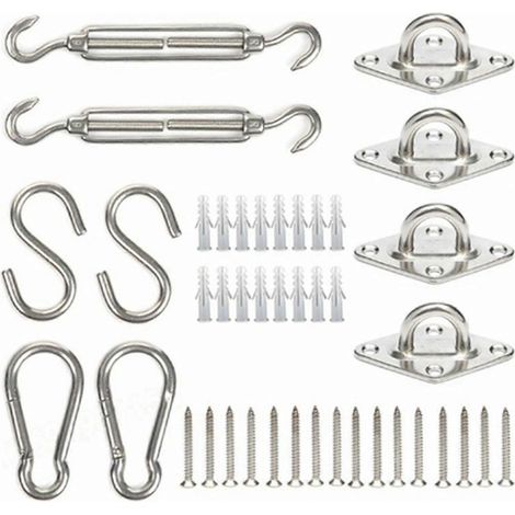 Befestigungszubehör für Sonnensegel, robustes Schraubenset (10 und 32 Schrauben) für Terrasse, Garten und Pavillon.