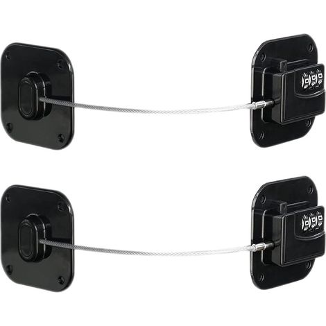 Cadenas de réfrigérateur noir en 2 parties avec code - Cadenas de réfrigérateur pour enfants - Cadenas de réfrigérateur à combinaison autocollant...