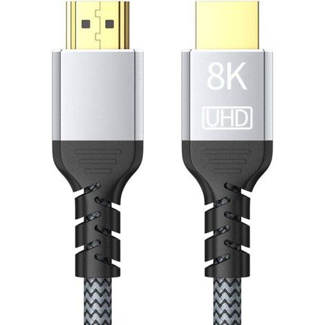 Câble HDMI 8K 60Hz 4K120 HzHaute Vitesse 48Gbps Cordon Dolby Compatible avec Fire TV/Roku TV/PS5/Xbox Series X/Samsung - 1.5m (1/4)