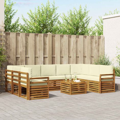 vidaXL Outdoor-Sofagarnitur 10 Stk. Natur und Creme (1/5)