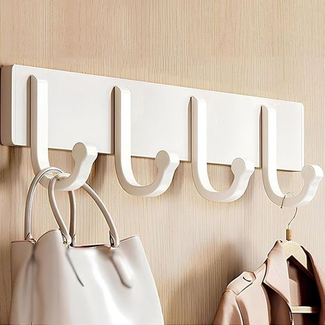 Wandgarderobe, Wandhaken im Landhausstil zum Aufhängen von Kleidung, Hakenleiste aus Aluminiumlegierung (weiß, 29,7 cm/11,6 Zoll) (1/5)