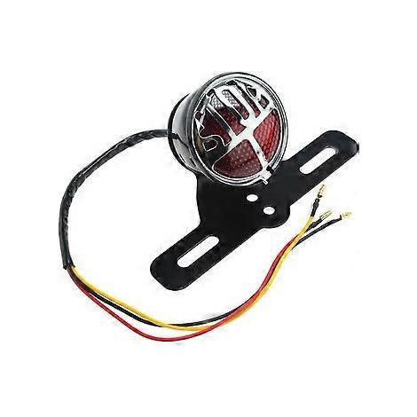 Retro-Rücklicht, Bremslicht, Kennzeichenbeleuchtung, Rücklichthalter, Chopper-Bremslicht, Schwarz