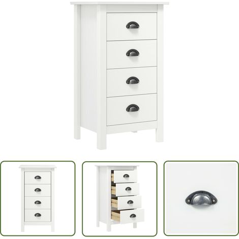 The Living Store Buffet Hill Blanc 46x35x80 cm Bois de pin solide - Buffet Blanc - Buffet Design - Armoire Blanche - Meuble Rangement - Commode (1/5)