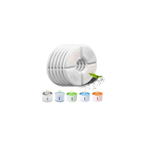 Lot de 6 Filtres pour Fontaine à Chat avec Résine et Charbon Actif, Rechange Rond Compatible (1/4)