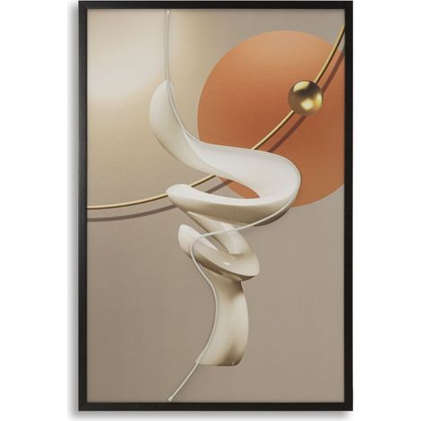 Stampa con LED su tela Abstract modello B spirale bianca con cornice nera