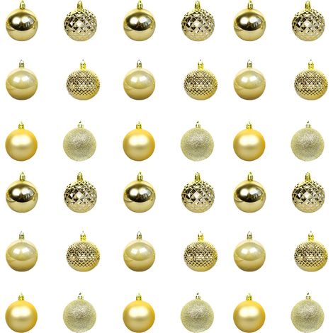 Set mit 36 dekorativen Weihnachtskugeln von 6 cm Durchmesser aus mattglänzendem Kunststoff zum Aufhängen am Weihnachtsbaum für Partys, Geburtstage und Hochzeiten. (1/5)