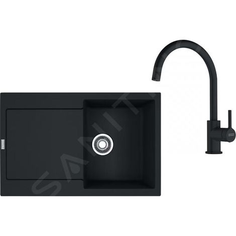Franke - Set de cuisine G276MČ, évier en fragranit MRG 611 + robinet FN 6018.901, noir mat 114.0700.794 (1/4)