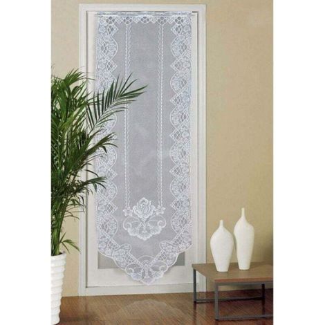 60cm x 180cm Rideau de Porte en Dentelle, Rideaux en Voile de Fenêtre Semi Transparents, Rideau Brodé pour Décoration Maison Salon, Chambre, Blanc (1/5)