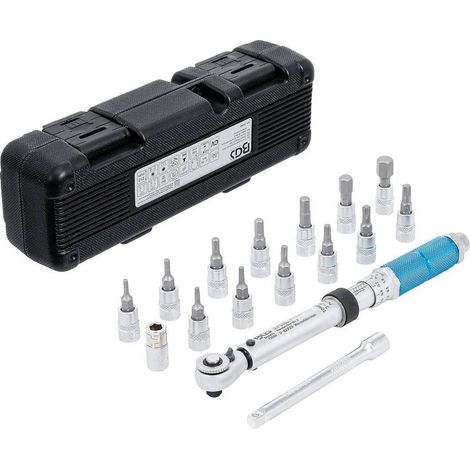 Jeu de Clés Dynamométriques 1/4 3-24 Nm - 16 pcs - Précision et Fiabilité, Acier, Pro - D-Work (1/5)