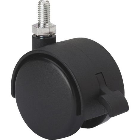 rueda giratora espiga roscada m6x15 freno 420-040-7 nylon negro eje liso