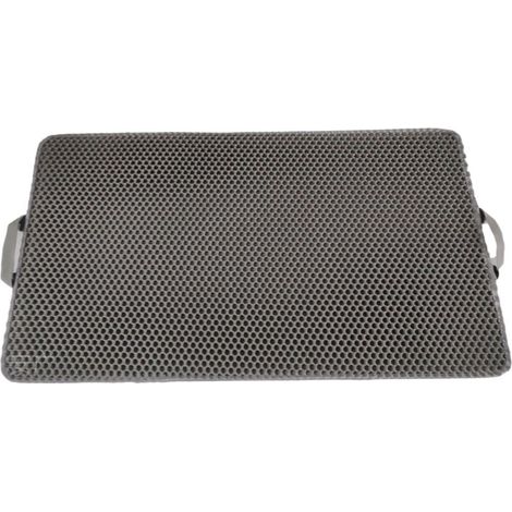 Katzenstreu-Fangmatte mit Griffen – Wasserdichtes Material für einfache Reinigung – Doppellagiges Wabendesign – (55 x 75 cm, Grau)