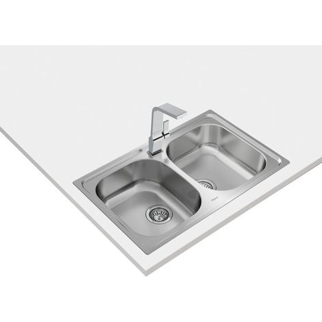 Fregadero Sobre-encimera Acero inoxidable Rectangular 2 Senos TEK