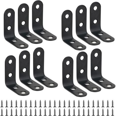 12 Pièces équerre de Fixation 40mmX40mm Equerre de Fixation Noir Angle Droit Support en forme de L 40mm équerre Angle 90 Degrés en Acier Inoxydable équerre étagère pour Bois Meubles Placard Support (1/4)