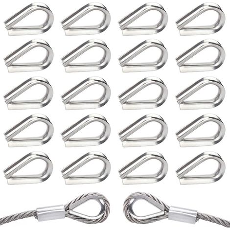 40 piezas de terminales de cable de acero inoxidable 304 M5, terminales en forma de corazón para cable de 5 mm (1/5)