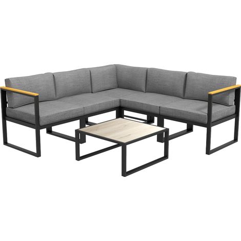 Modernes 6-Sitzer-Eck-Gartenmöbelset aus Aluminium, sehr komfortabel