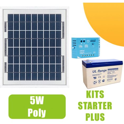 Kit solaire autonome 5W 12V – Régulateur 5A – Batterie 12V 7Ah – Pour petites installations hors réseau – Ohm-Easy