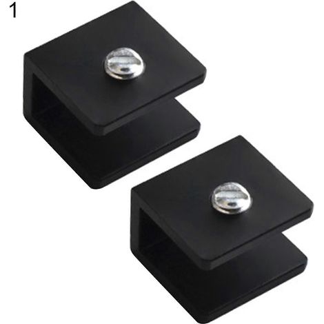 Ensemble de 2 pinces à verre carrées, noires, plates, robustes, en acier inoxydable, portables, haute dureté et résistantes aux chutes, adaptées à la fixation murale. (Mengx 1) (1/3)