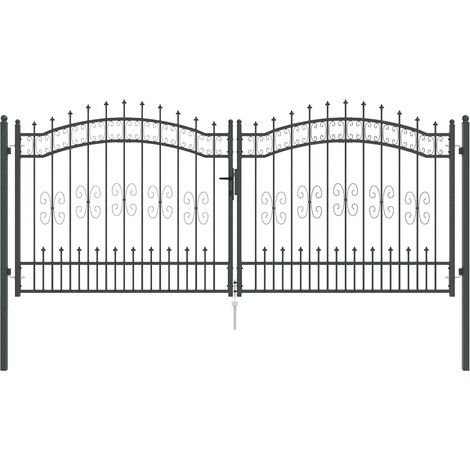 vidaXL Fence Gate with Spear Top KAMPEN 305 x 125 cm Steel Grey