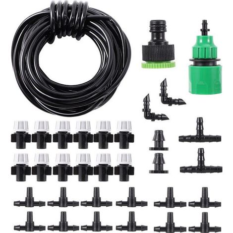 Kit de aspersor de 10 m para bricolaje, sistema de riego por aspersión portátil, riego automático, manguera de riego por goteo con refrigeración (1/5)