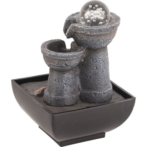 Fontaine de table lumineuse à LED avec cascade et boule décorative Feng Shui pour la maison et le bureau (prise UE 220 V) (1/5)