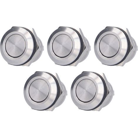 Interrupteur à bouton plat en acier inoxydable, 5 pièces, borne à vis étanche, accessoires d'alimentation 0-220V (1/5)