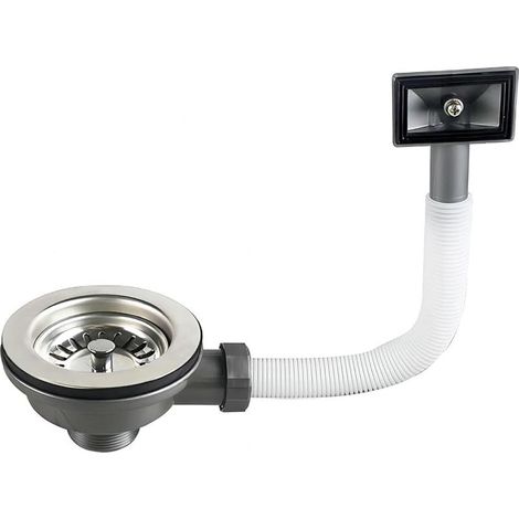 Bonde D'évier avec Carré Trop Plein Panier Inox 110 mm 1½", Acier Inoxydable + ABS, Bonde + Panier (1/5)