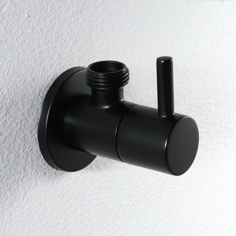 Langer Absperrhebel für Wasserleitungen aus mattschwarzem Messing, 1/2" x 1/2".