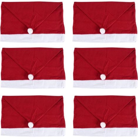 6 PièCes Housses de Chaise NoëL Chapeau PèRe pour Salle à Manger DéCorations Vacances Rouge (1/4)