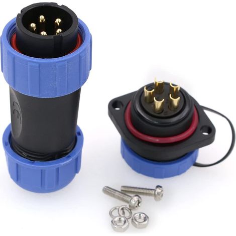 HE21 5 Pin IP68 Waterproof Female Connector Aviation Circular Industrial for Indoor Outdoor Lighting Screw On (1/5)