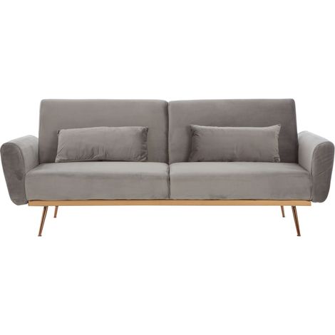 Premier Housewares Hatton Grey Velvet Sofa Bed (1/5)