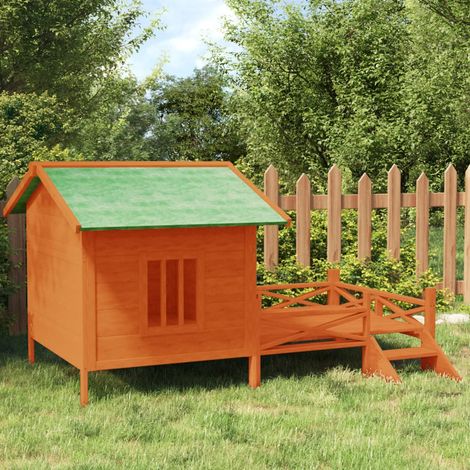 Niche pour chien marron en pin massif 159 x 120 x 88,5 cm